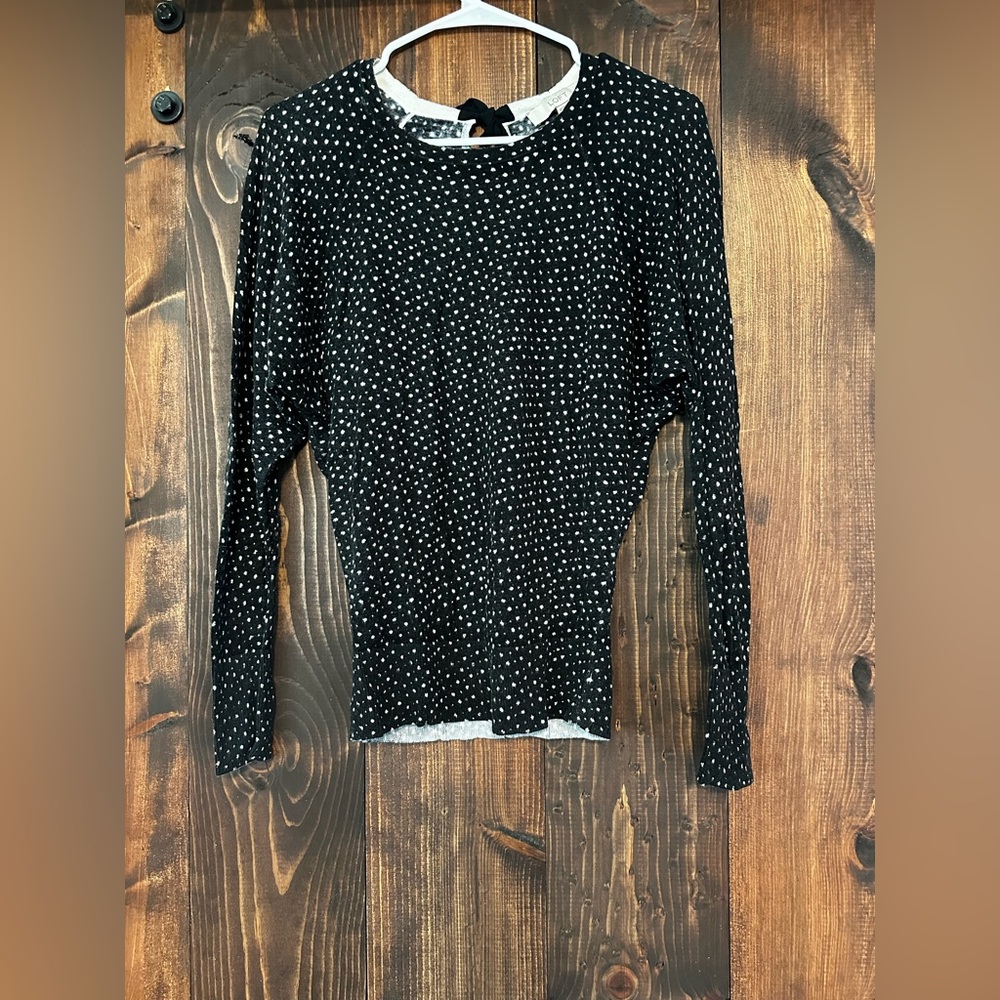 LOFT Women's Black and White Polka Dot Sweater